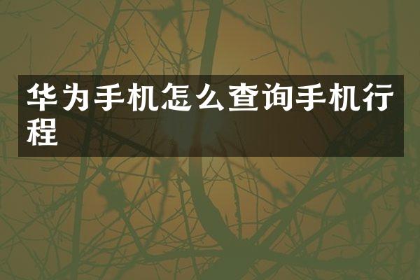 华为手机怎么查询手机行程