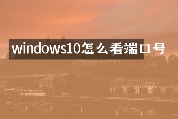 windows10怎么看端口号