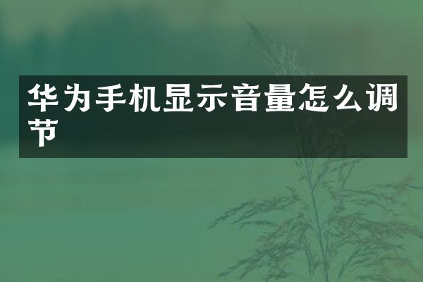 华为手机显示音量怎么调节
