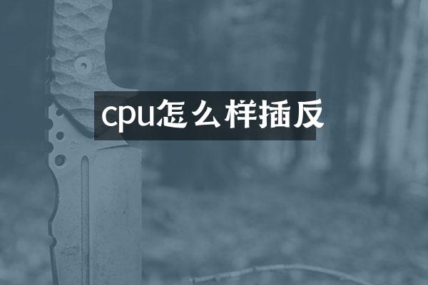 cpu怎么样插反