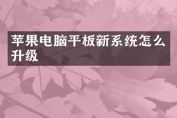 苹果电脑平板新系统怎么升级