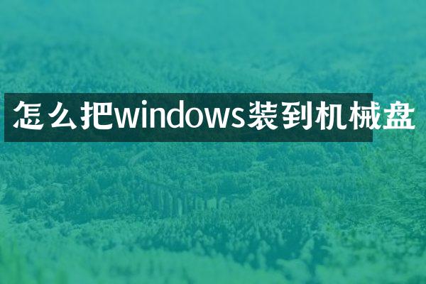 怎么把windows装到机械盘