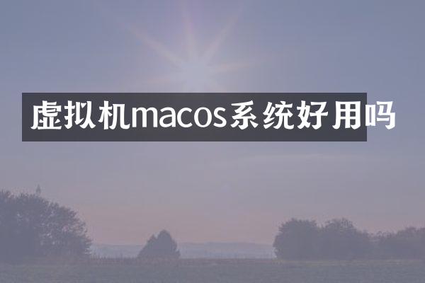 虚拟机macos系统好用吗