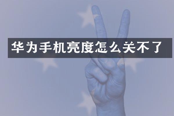华为手机亮度怎么关不了