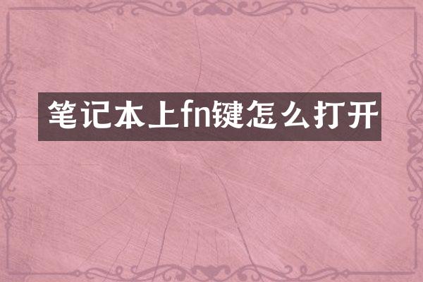 笔记本上fn键怎么打开