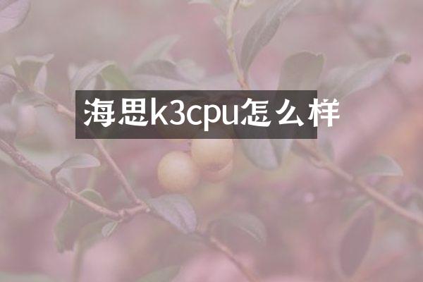 海思k3cpu怎么样