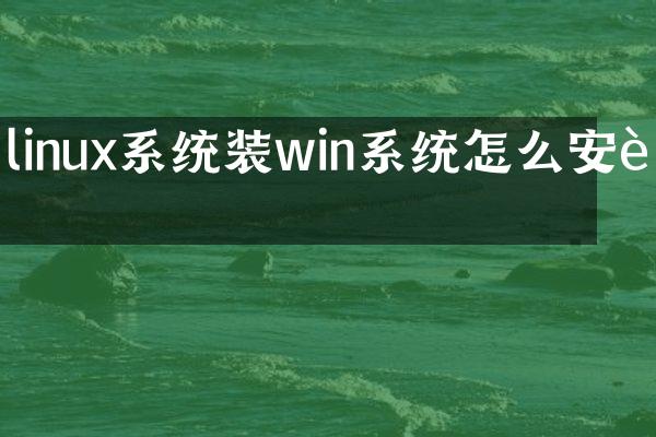 linux系统装win系统怎么安装