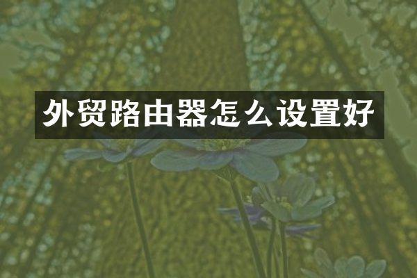 外贸路由器怎么设置好