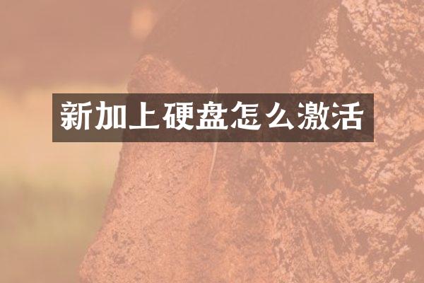 新加上硬盘怎么激活