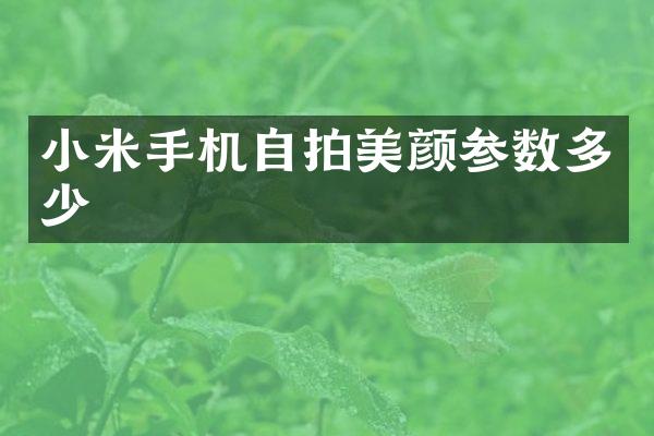 小米手机美颜参数多少