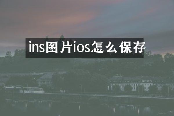 ins图片ios怎么保存