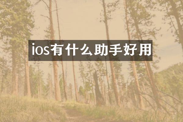 ios有什么助手好用