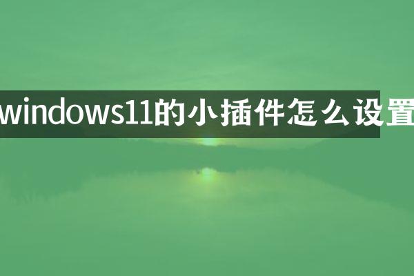 windows11的小插件怎么设置