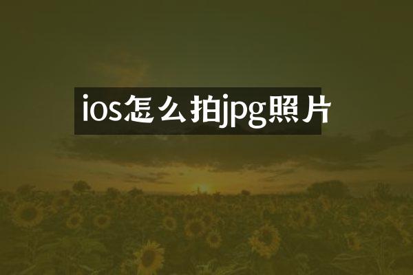 ios怎么拍jpg照片