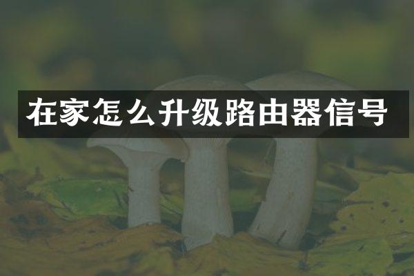 在家怎么升级路由器信号