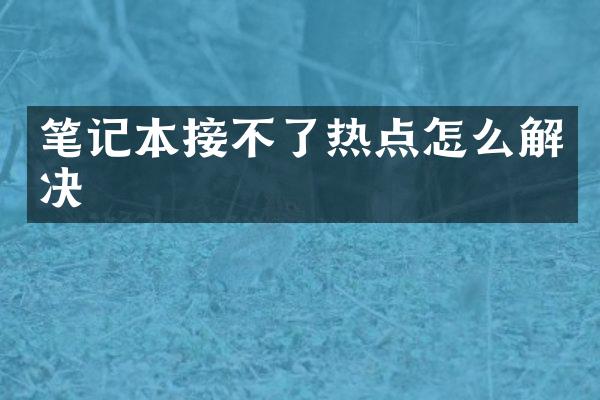 笔记本接不了热点怎么解决