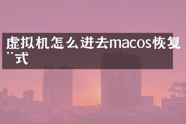 虚拟机怎么进去macos恢复模式