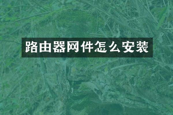 路由器网件怎么安装