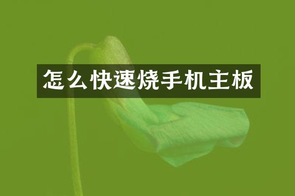怎么快速烧手机主板