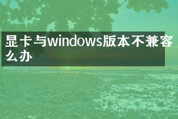 显卡与windows版本不兼容怎么办