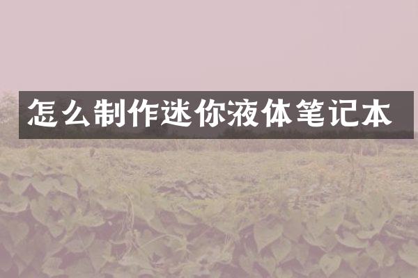 怎么制作迷你液体笔记本