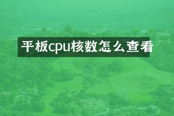 平板cpu核数怎么查看