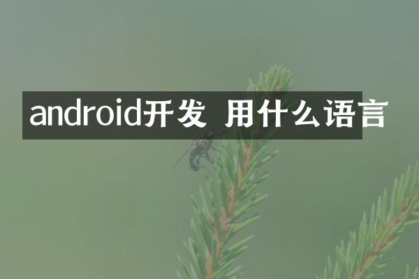 android开发 用什么语言