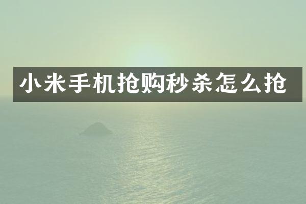 小米手机抢购秒杀怎么抢