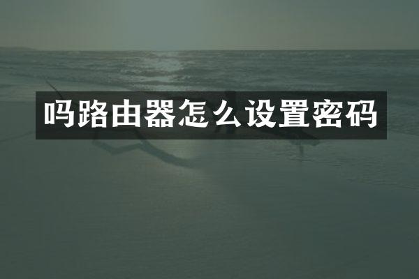 吗路由器怎么设置密码