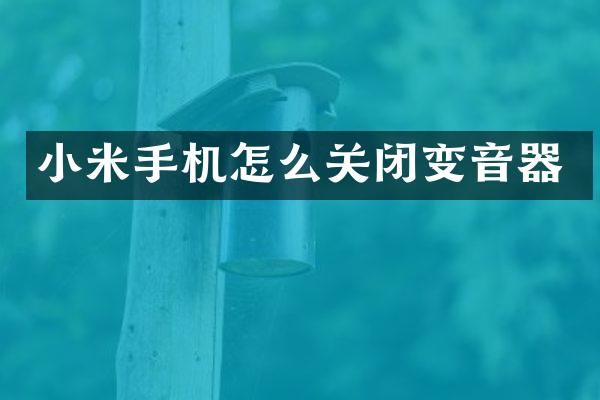 小米手机怎么关闭变音器