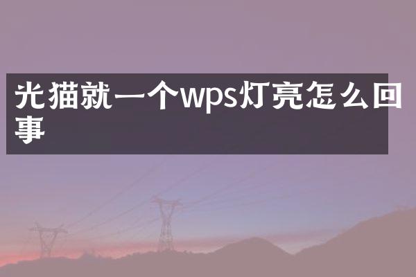 光猫就一个wps灯亮怎么回事