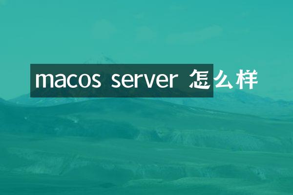 macos server 怎么样