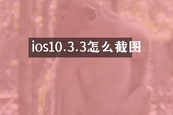 ios10.3.3怎么截图