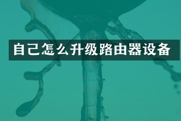 自己怎么升级路由器设备