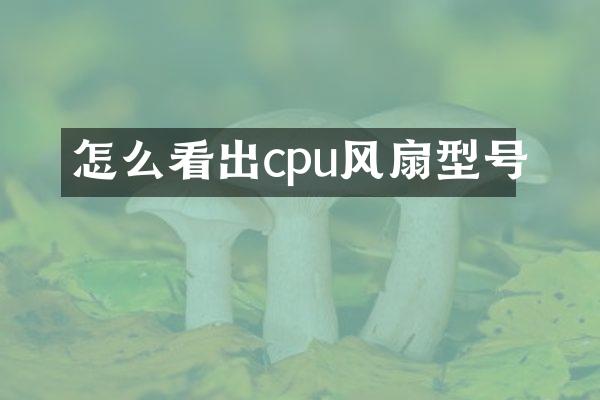 怎么看出cpu风扇型号