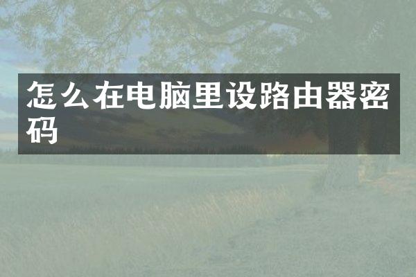 怎么在电脑里设路由器密码