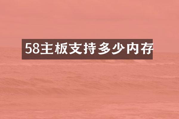 58主板支持多少内存