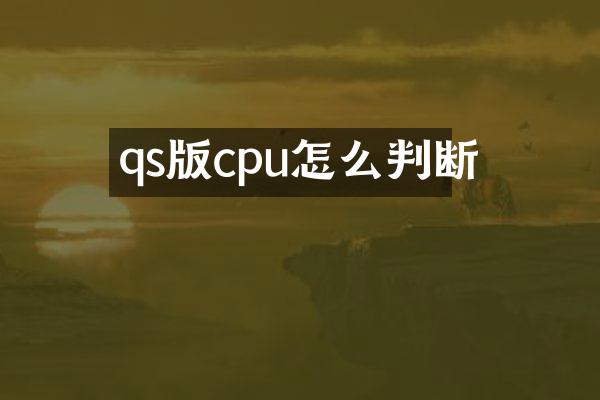 qs版cpu怎么判断