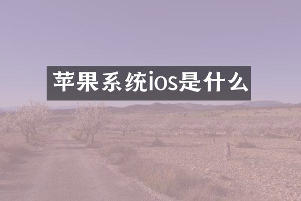 苹果系统ios是什么