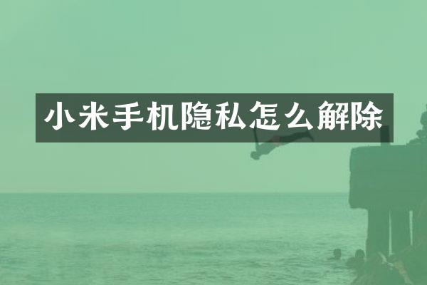 小米手机隐私怎么解除