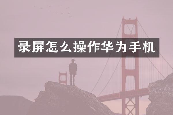 录屏怎么操作华为手机