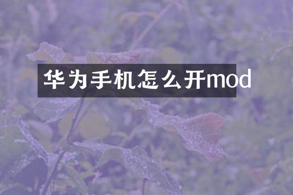 华为手机怎么开mod