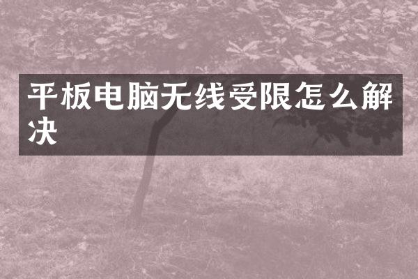 平板电脑无线受限怎么解决