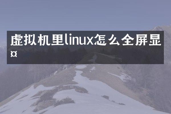 虚拟机里linux怎么全屏显示