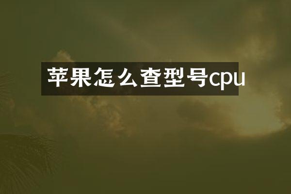 苹果怎么查型号cpu