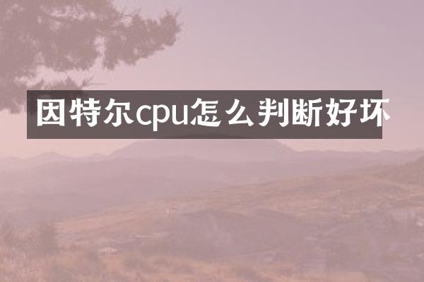 因特尔cpu怎么判断好坏