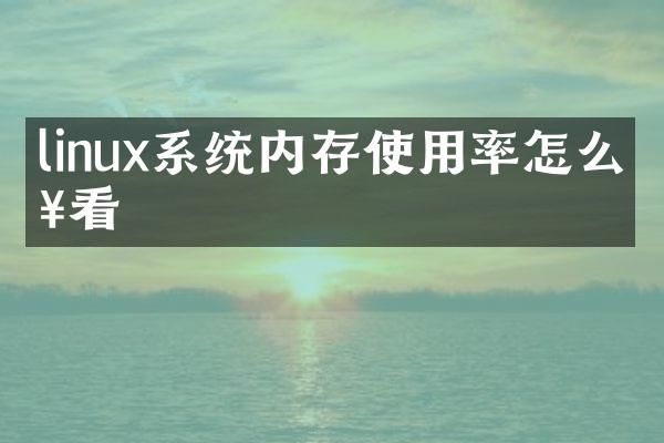linux系统内存使用率怎么查看