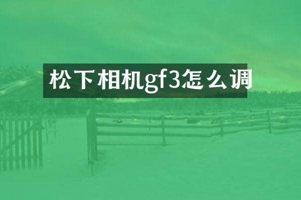 相机gf3怎么调