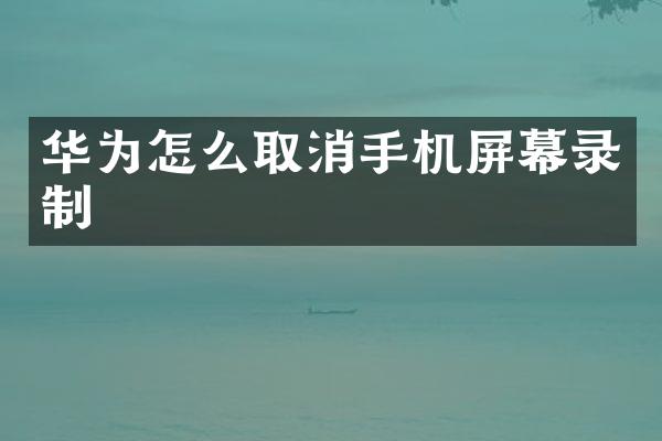华为怎么取消手机屏幕录制