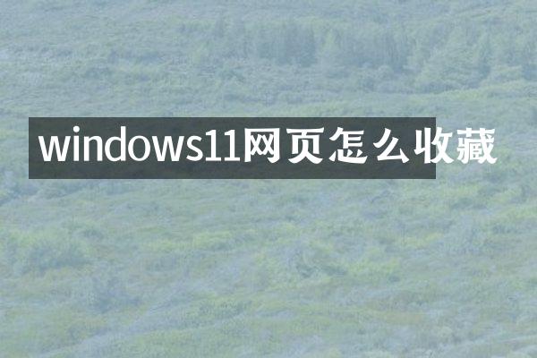 windows11网页怎么收藏